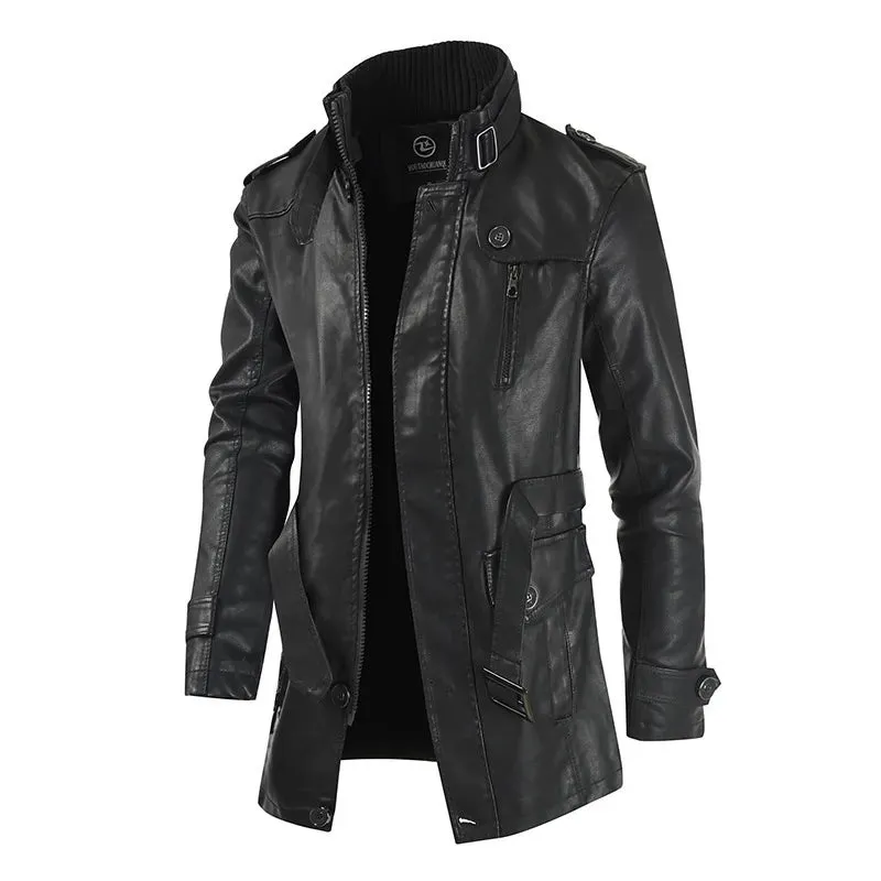 1903 Luxury Thick Fleece PU Leather Jacket