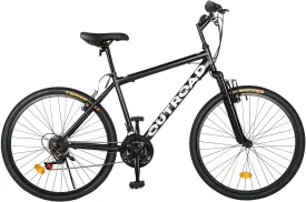 26-inch Mountain Bike, High-Aluminum/Carbon Steel Iron Frame, 21-Speed Front and Rear V-Brakes MTB with Lock-Out Suspension Fork for Men and Women (Black)