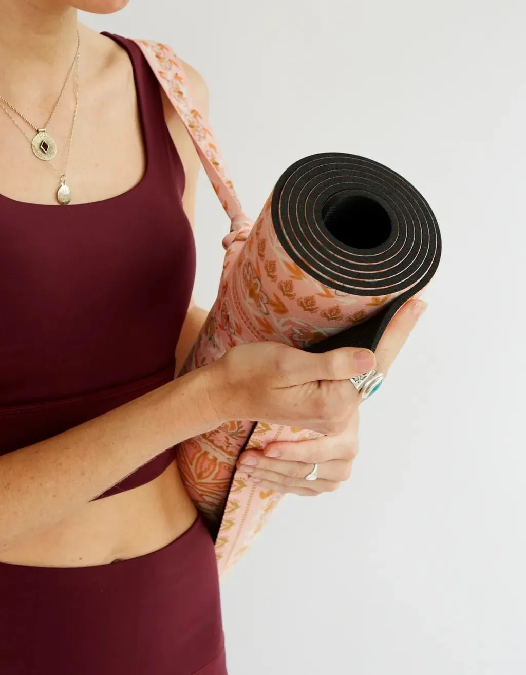 6 mm XL Eco Salty Peach Yoga Mat   Strap