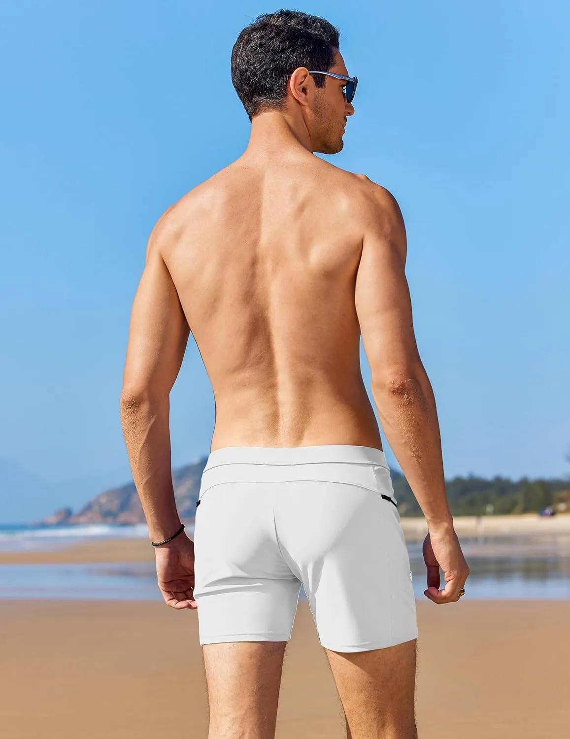 AI'MAGE Men's Swim Trunks Quick Dry Swim Briefs Sexy Bathing Suit Zip Pockets Swimwear with Mesh Lining