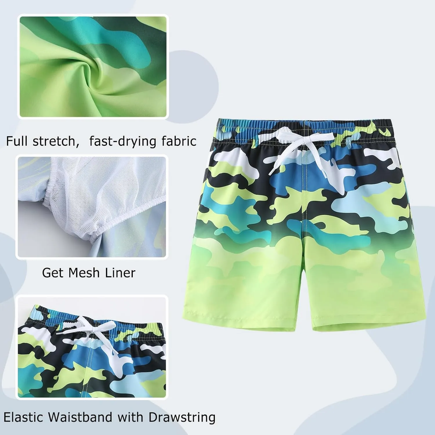 Aisyee Boys Swim Trunks Quick Dry Boards Shorts for Kids Beach Swim Shorts with 3D Prints Dinosaurs