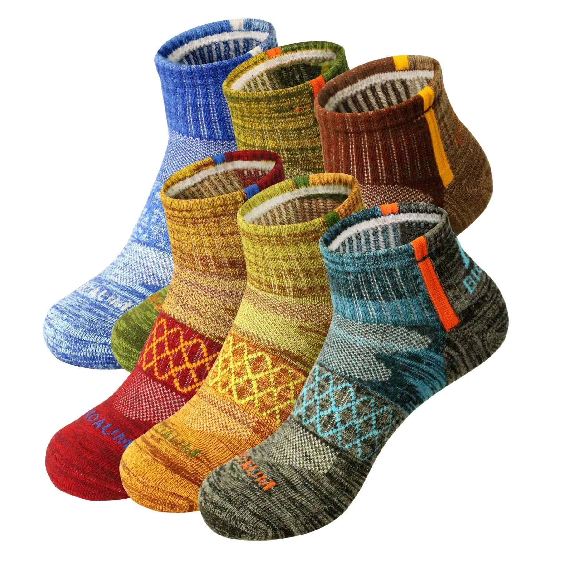 BIOAUM Men's Atheltic Socks Size 10-13 - 6 Pairs Cotton Quarter Socks for Running