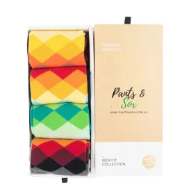 Cotton Bland Mid Red Calf Socks Gift Box