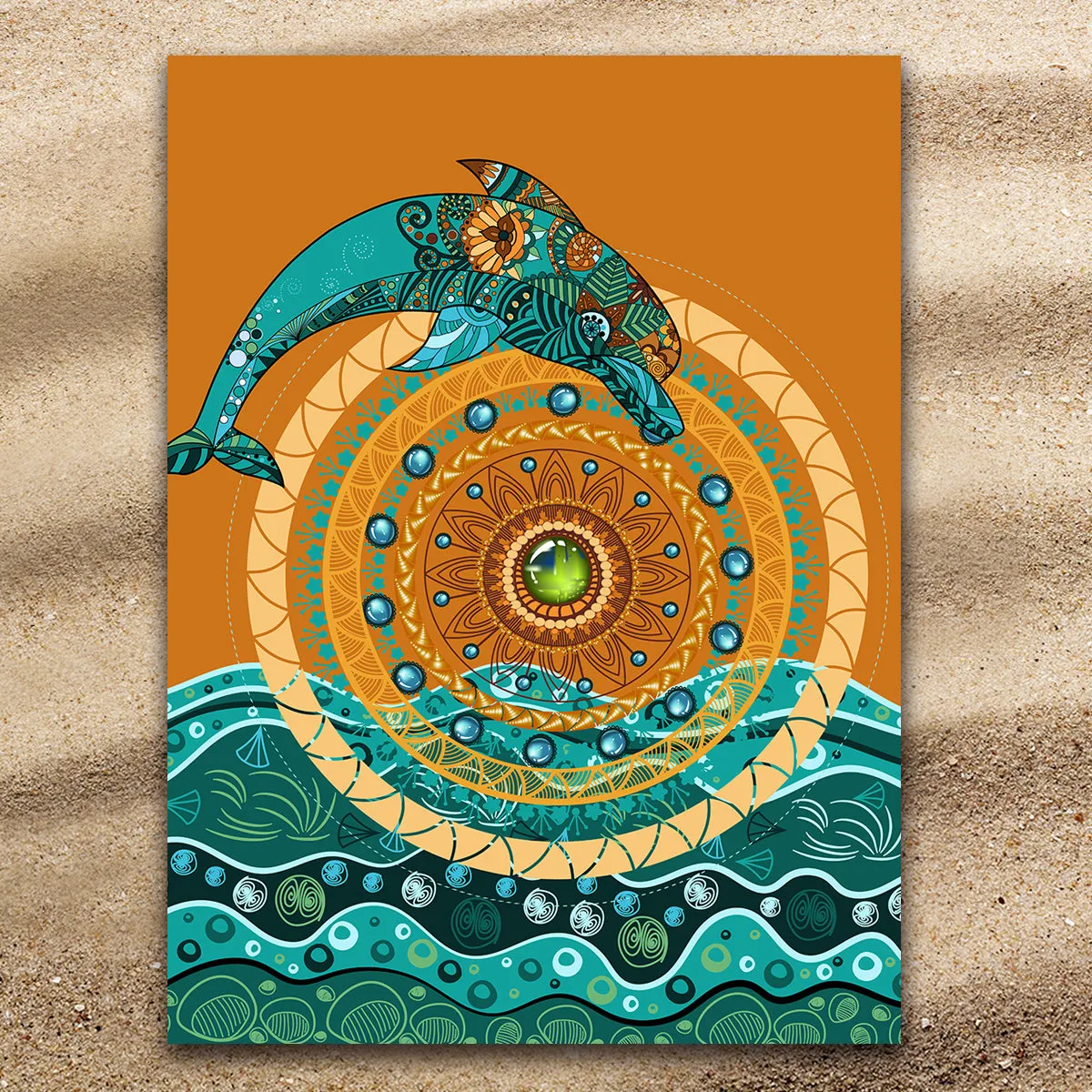 Dolphin Mandala Jumbo Beach Towel