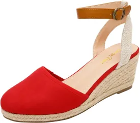 DREAM PAIRS Women's Ankle Strap Closed Toe Espadrille Wedge Heels Sandals