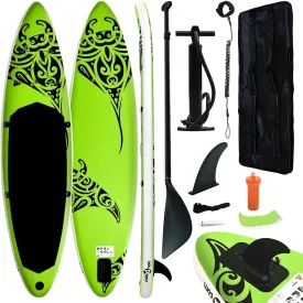 Durable and Stable Inflatable Stand Up Paddleboard Set, for Leisure and Small Waves, 120.1" x 29.9" x 5.9" Green