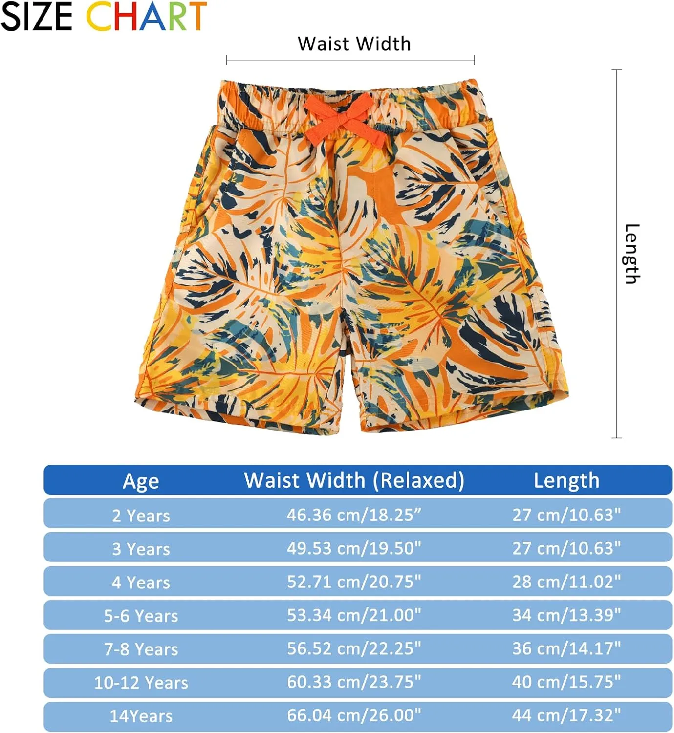 ESTAMICO Boys' Quick Dry Beach Swim Trunk Printed Board Shorts with Pockets