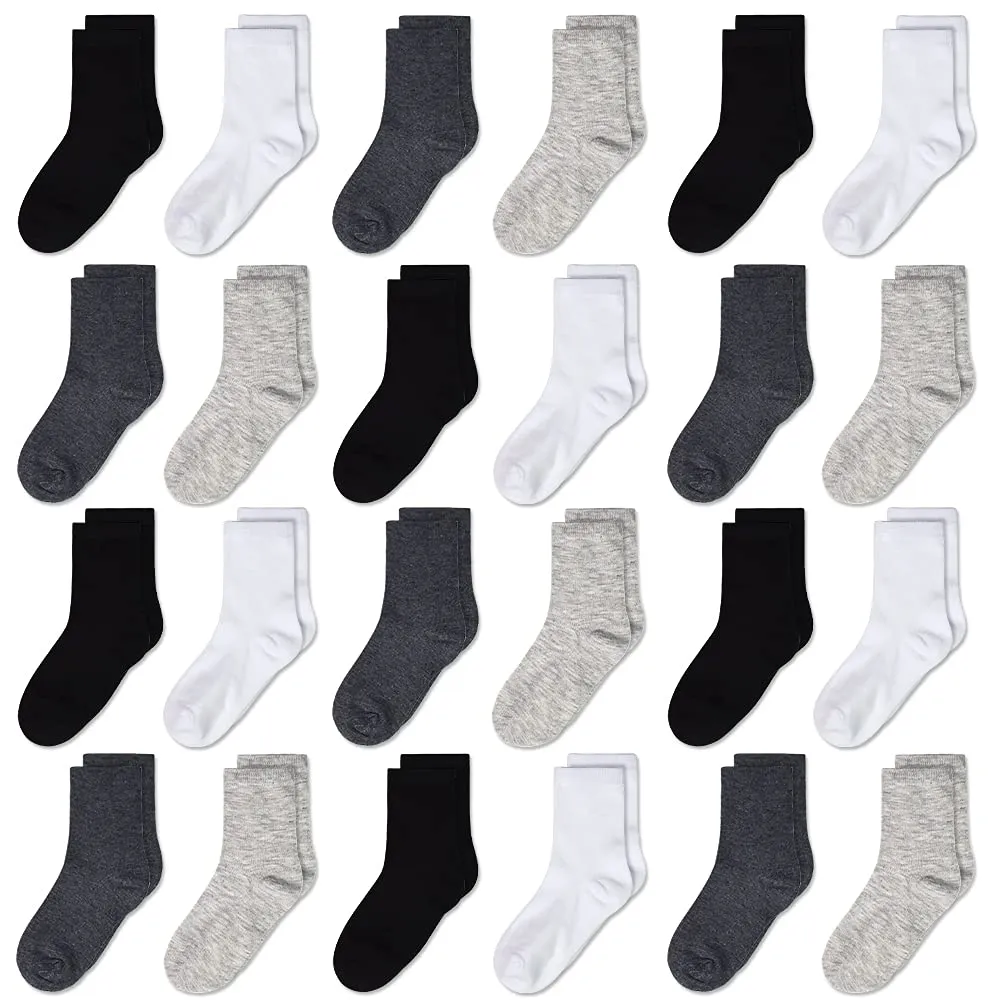 GENTABY Kids Socks,Crew Socks Newborn/Toddler for Children Boys Girls Cozy Athletic Socks, 24pairs，7T-10T