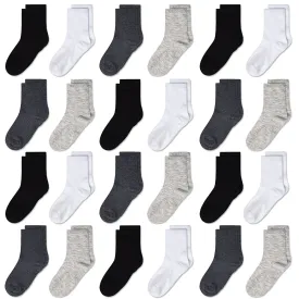GENTABY Kids Socks,Crew Socks Newborn/Toddler for Children Boys Girls Cozy Athletic Socks, 24pairs，7T-10T