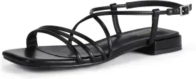 IDIFU Strappy Flat Sandals for Women Dressy Comfortable Square Open Toe Summer Beach Sandal Wedding Bridal Bride Prom Ladies Dress Sandal Fashion Cute Fancy Casual Ankle Strap Sandals