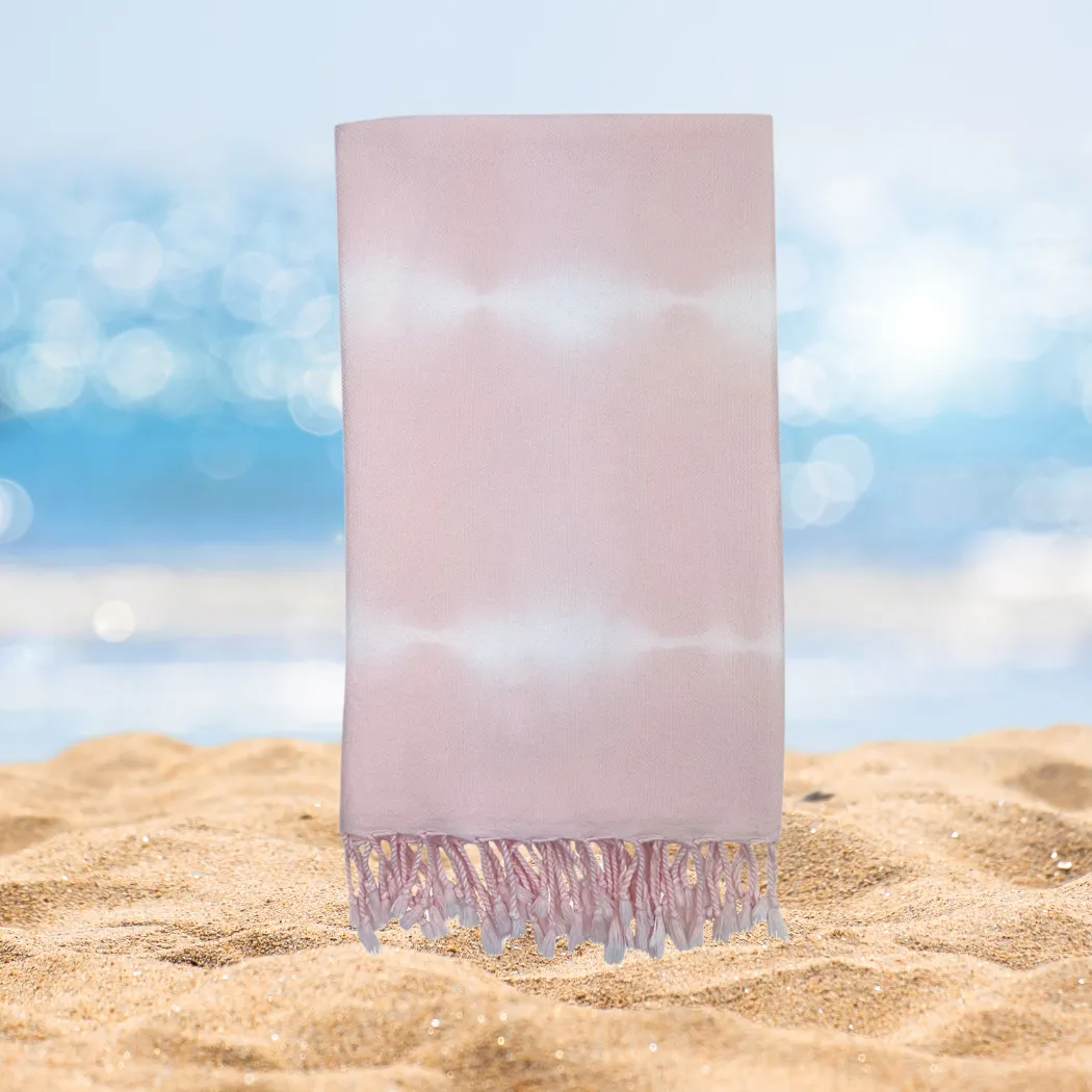 Indulge in Luxury: Blush Tie Dye Turkish Beach Towel - Soft, Absorbent & Stylish