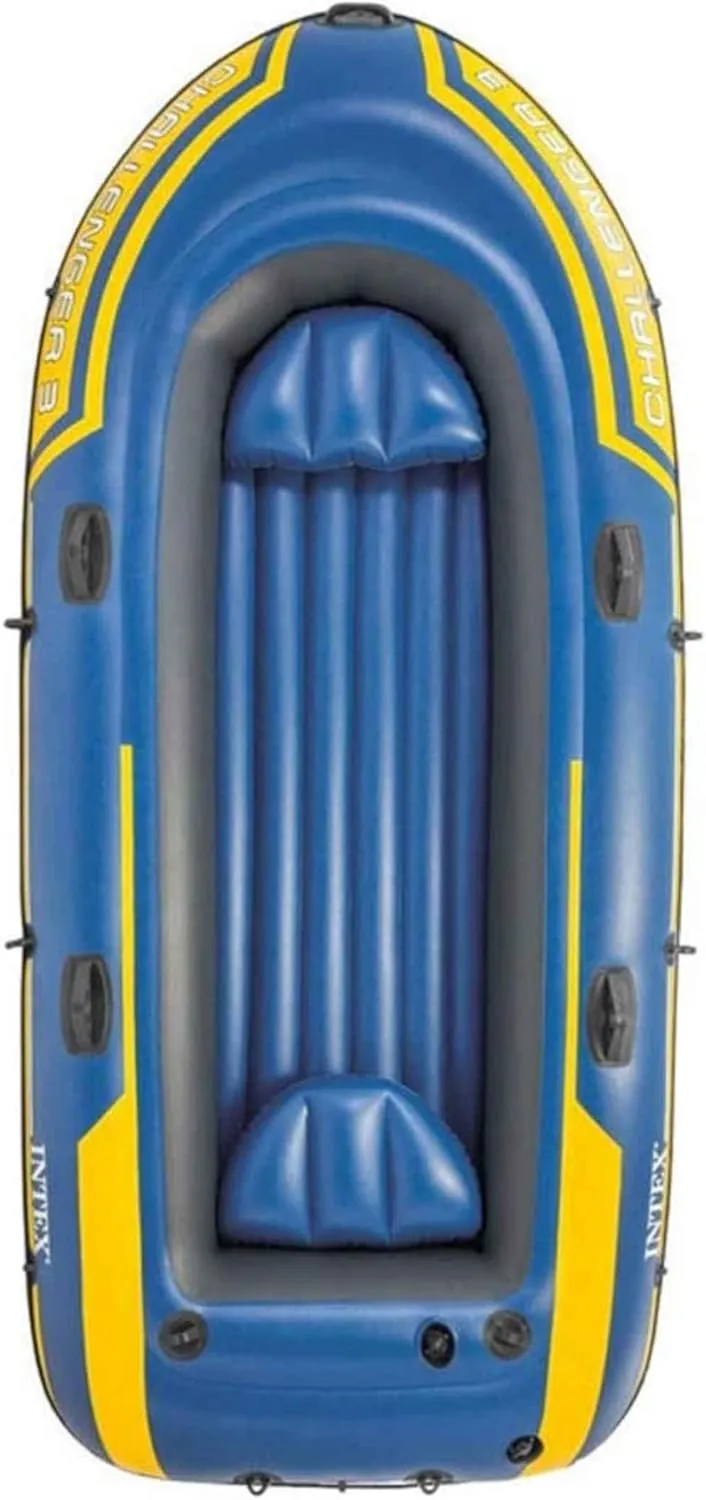 Inflatable Kayak, Rubber Rowing Boat,3 People Canoe, Kayak, Dinghy Boat with Aluminum Oars and Manual air Pump,Blue