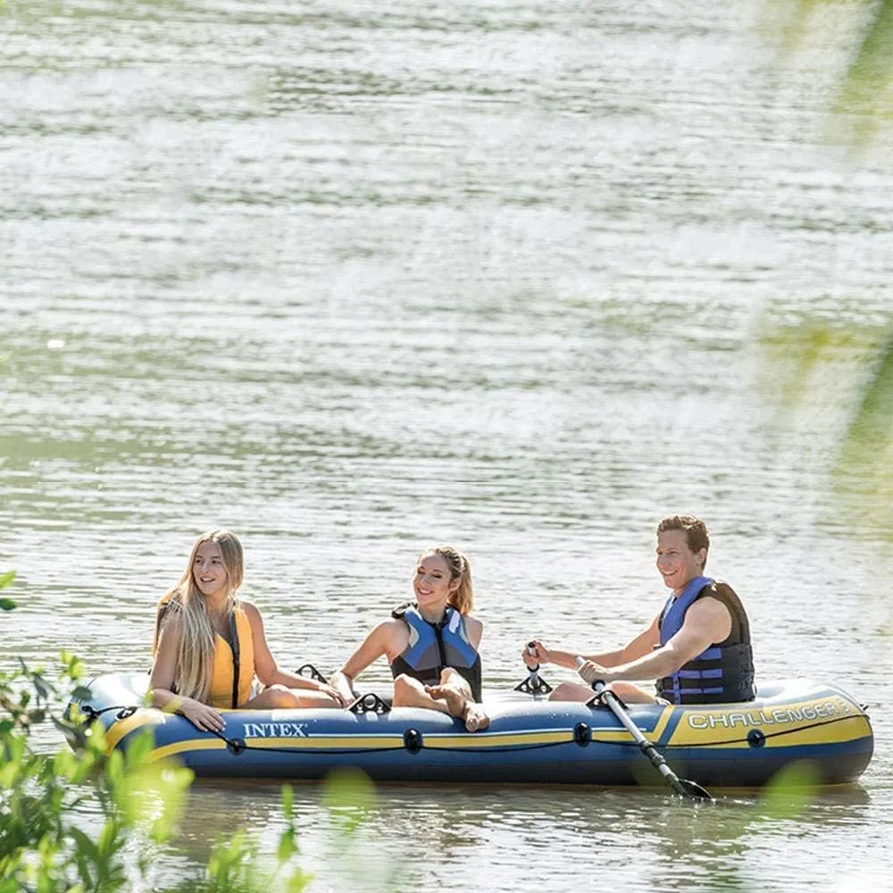 Inflatable Kayak, Rubber Rowing Boat,3 People Canoe, Kayak, Dinghy Boat with Aluminum Oars and Manual air Pump,Blue