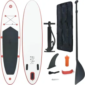 Inflatable Stand Up Paddle Board Set for Learning and Recreational Use, Red and White, Single Adult Capacity