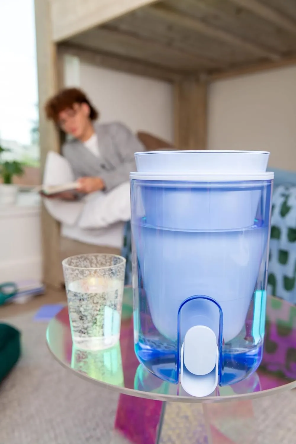 LifeStraw Home Studio Water Filter Dispenser, 10-Cup, Icelandic Blue, BPA-Free Designed for Everyday Protects Against Bacteria, parasites, microplastics, PFAS, Lead, and Improves Taste