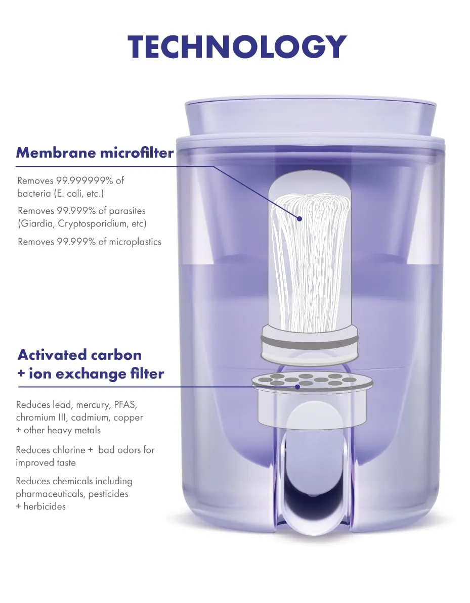 LifeStraw Home Studio Water Filter Dispenser, 10-Cup, Icelandic Blue, BPA-Free Designed for Everyday Protects Against Bacteria, parasites, microplastics, PFAS, Lead, and Improves Taste
