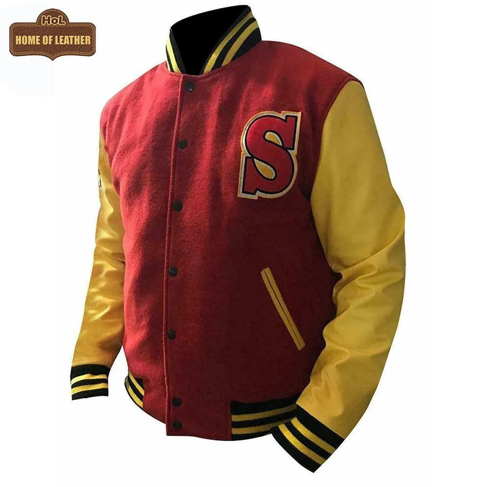 MCJ05 Superman Smallville Crows Clark Kent Varsity Letterman Red Real Wool Men