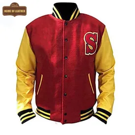 MCJ05 Superman Smallville Crows Clark Kent Varsity Letterman Red Real Wool Men