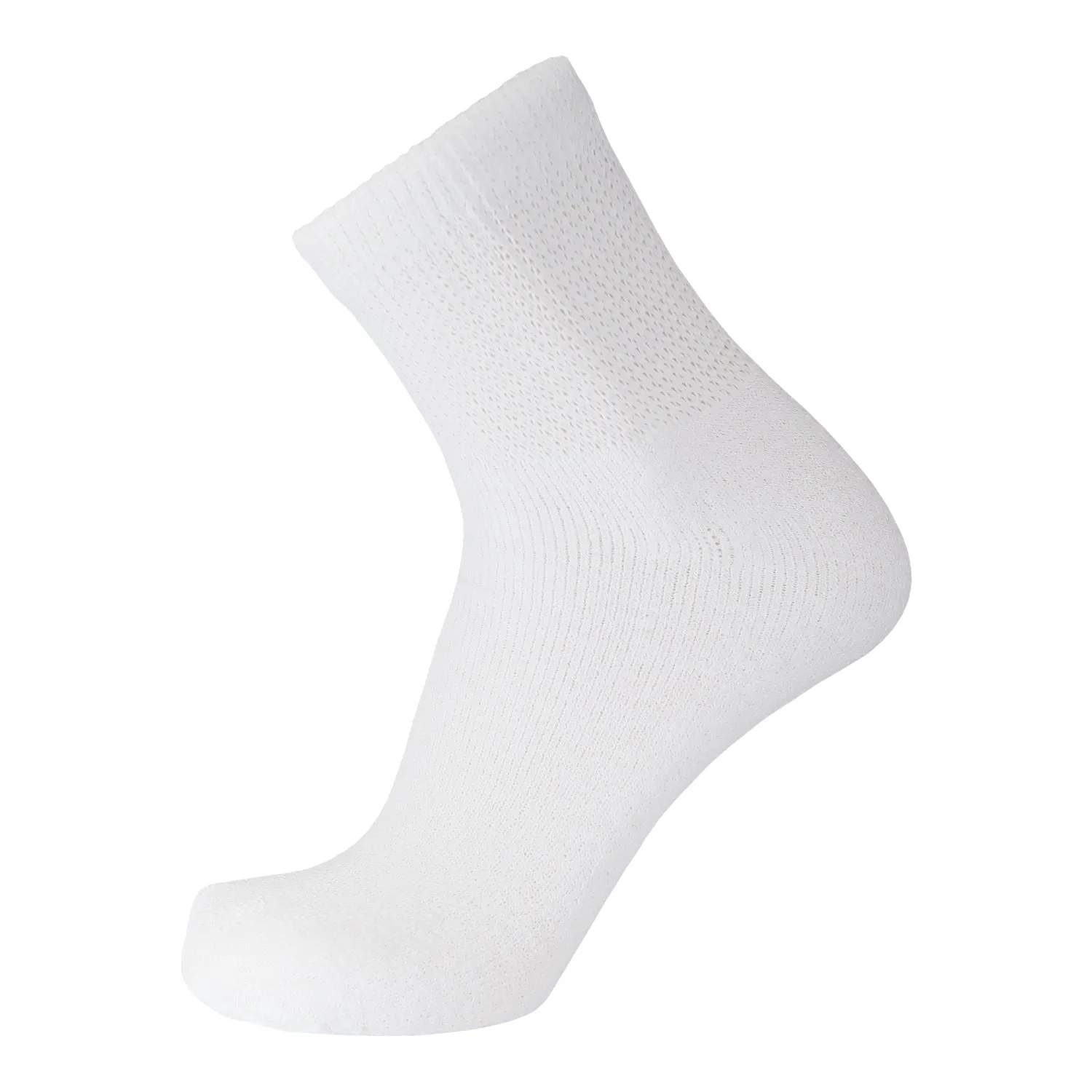 Men's Diabetic Quarter Length Athletic Sport Socks (White) - 6 Pairs