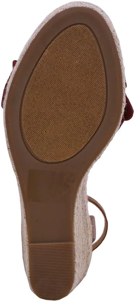 Nautica Women's Espadrille Wedge Sandals  Platform Heel Summer Dress Shoes with Ankle Strap and Bow  Comfortable Open Toe Beach and Casual Footwear