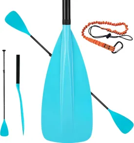 Paddle Board Paddle 4 Pieces Adjustable SUP Kayak Paddle, Aluminum Alloy Replacement Paddleboard with Stretchable Leash Floating Lightweight Detachable Stand Up Paddle Board Oars