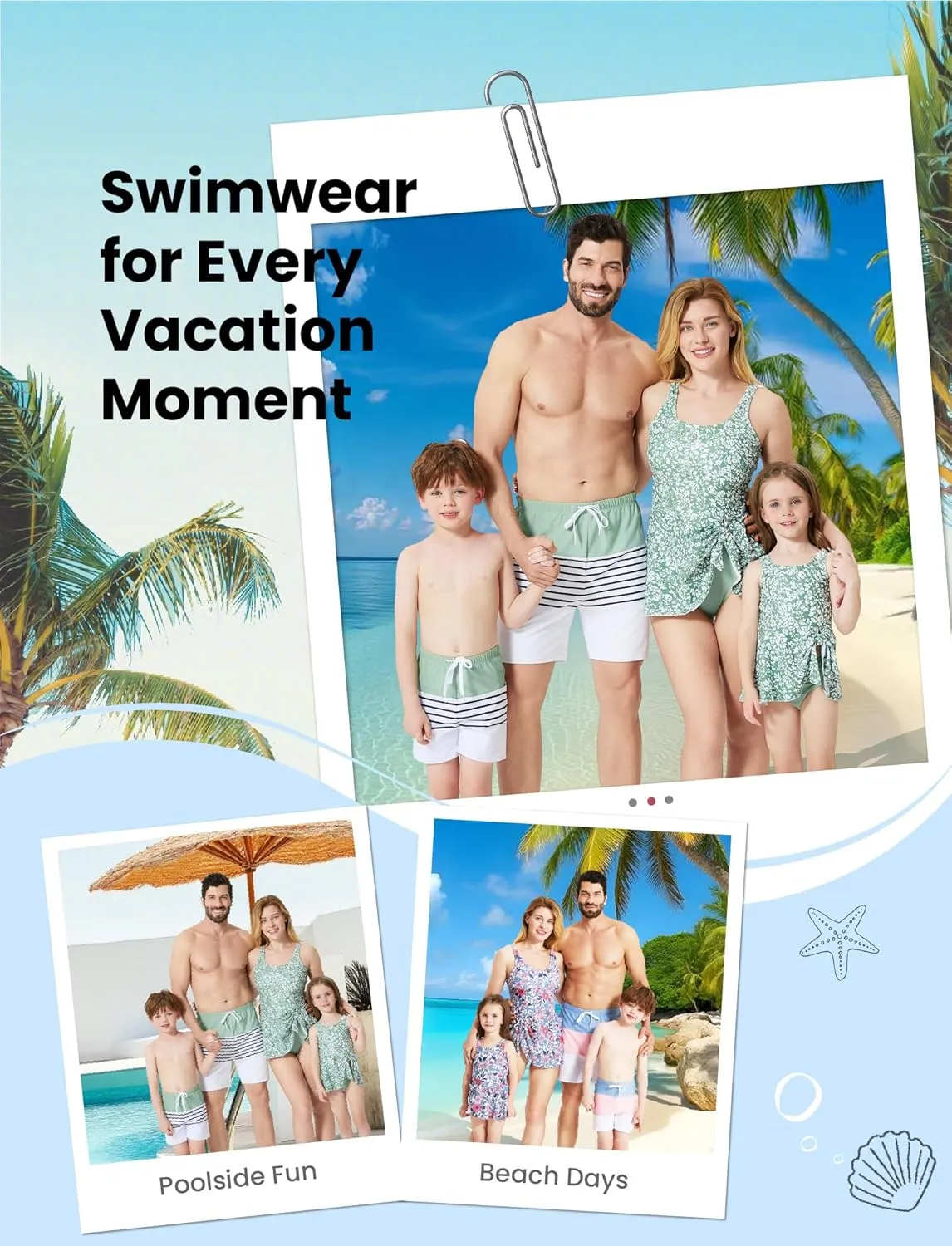 PATPAT Family Matching Swimwear Floral Pattern Tankini Swimsuits and Swim Trunks