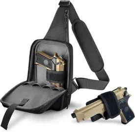 Premium Conceal Carry Sling Bag for Men with Quick Access Pull Tab and 4 Accessory Slots  CCW Sling Bag for Men with Waterproof Heavy Duty Zippers  Durable Adjustable Holster Included