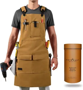 ROTANET Canvas Work Apron, Woodworking Aprons for Men with Tool Pockets, Waterproof Heavy Duty, Shop for Carpenters