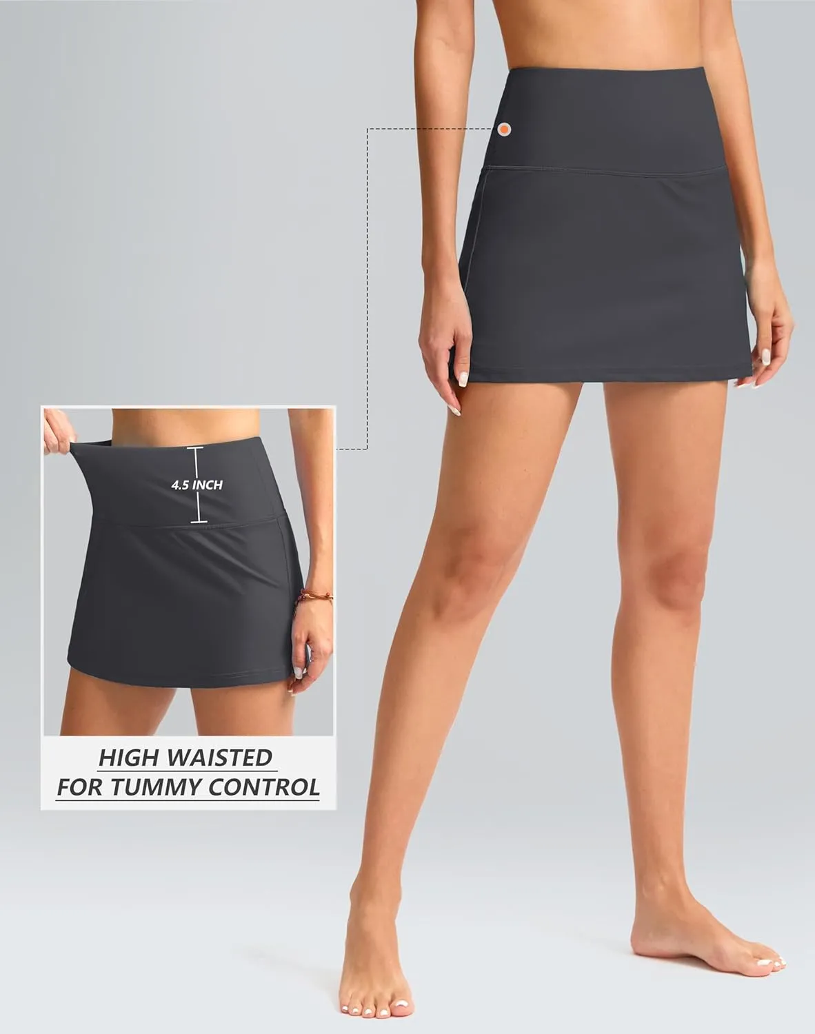 SANTINY Women's High Waisted Swim Skirt with Pocket Tummy Control Tankini Swimsuit Bathing Suit Bottoms for Women