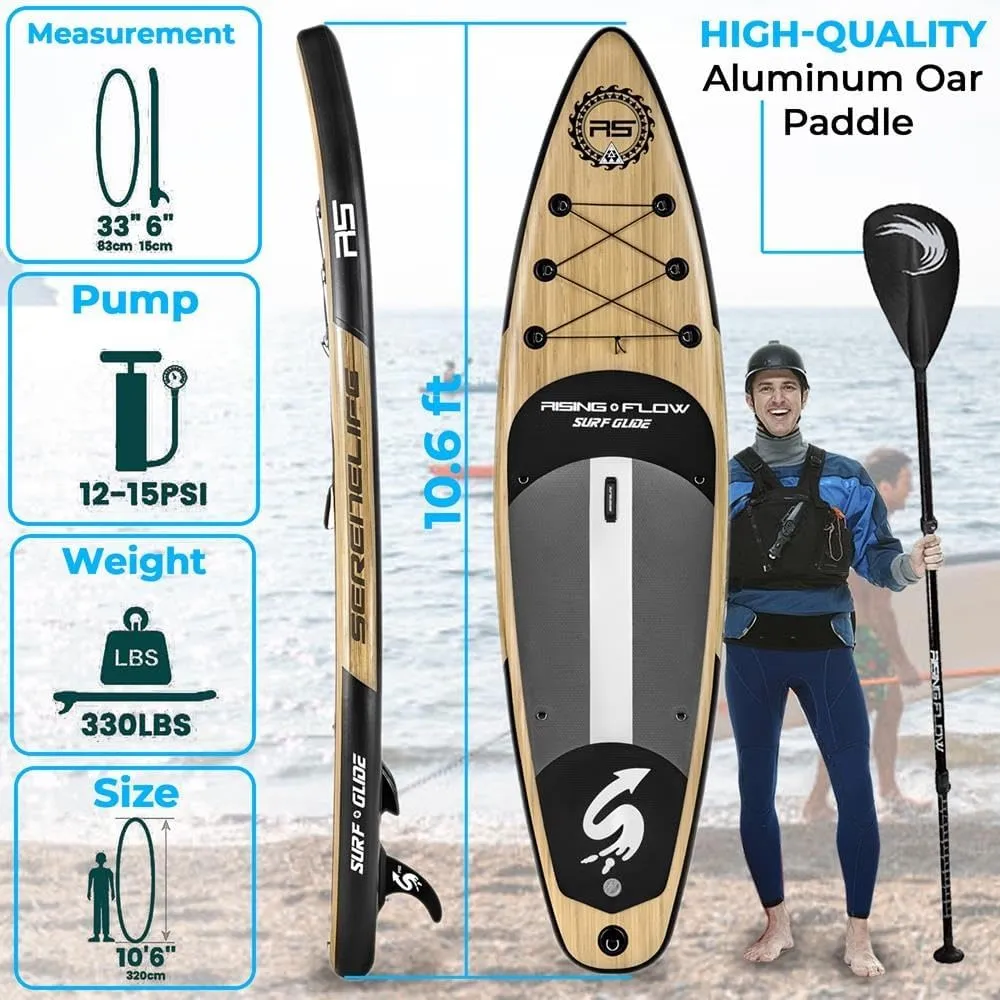 SereneLife Set of 2 Inflatable Stand Up Paddle Boards with Premium Accessories  SUP Pair with 32" Wide Stable Design, Non-Slip EVA Deck Pad for Adults and Youth of All Skill Levels, 350 lbs Capacity