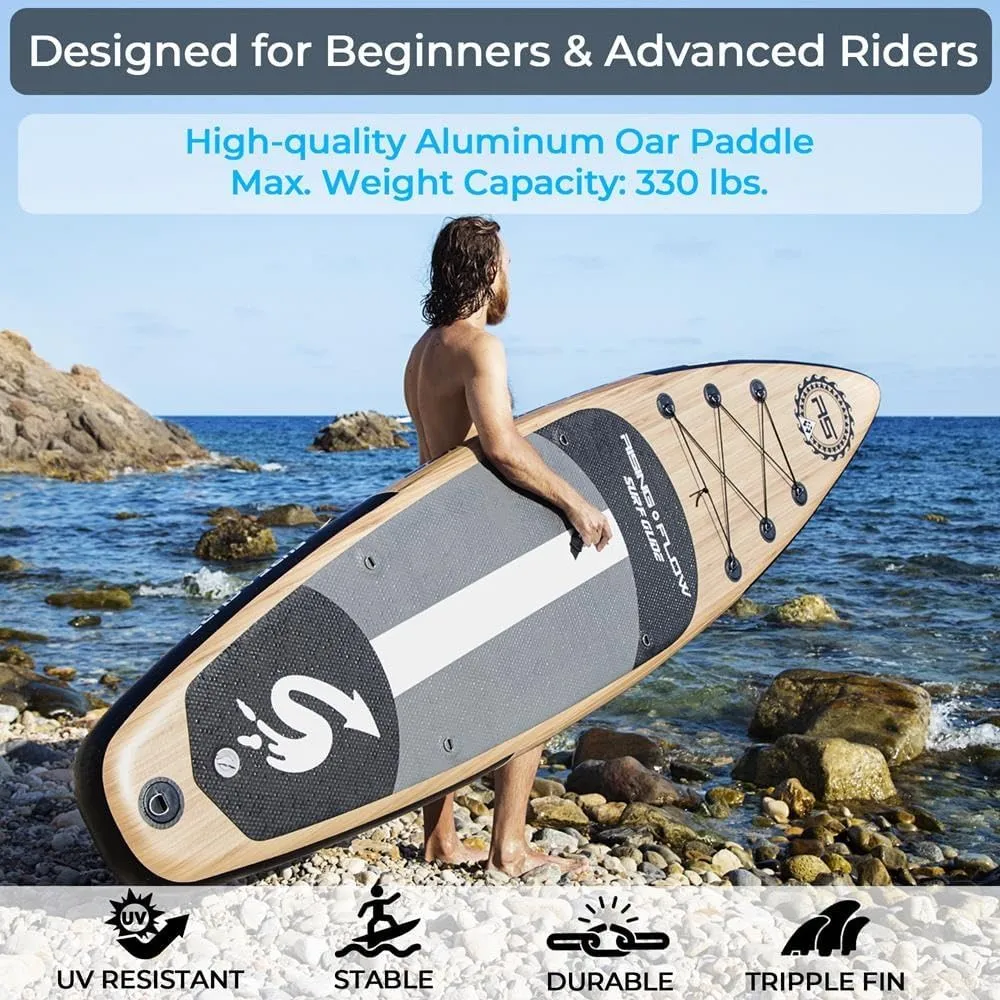 SereneLife Set of 2 Inflatable Stand Up Paddle Boards with Premium Accessories  SUP Pair with 32" Wide Stable Design, Non-Slip EVA Deck Pad for Adults and Youth of All Skill Levels, 350 lbs Capacity