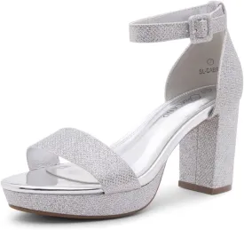 Shoe Land SL-Cabrini Women's Platform Heels, Open Toe Chunky Block Heeled Sandals with Ankle Strap  Dressy High Heel Sandals for Prom, Wedding, and Party