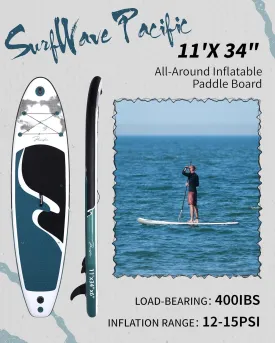 Surfboard,Extra Wide Stand Up Paddle Board, Inflatable Paddle Board, Sup Board with Removable Fin, Durable for Kayak and Inflatable Kayak