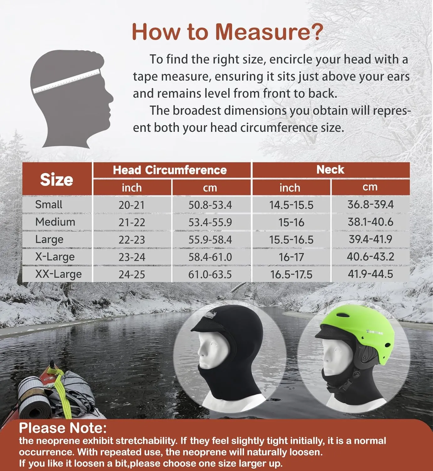 Tontron 3mm Neoprene Watersports Hood for Kayaking,Rafting,Surfing,SUP,Diving,and Swimming