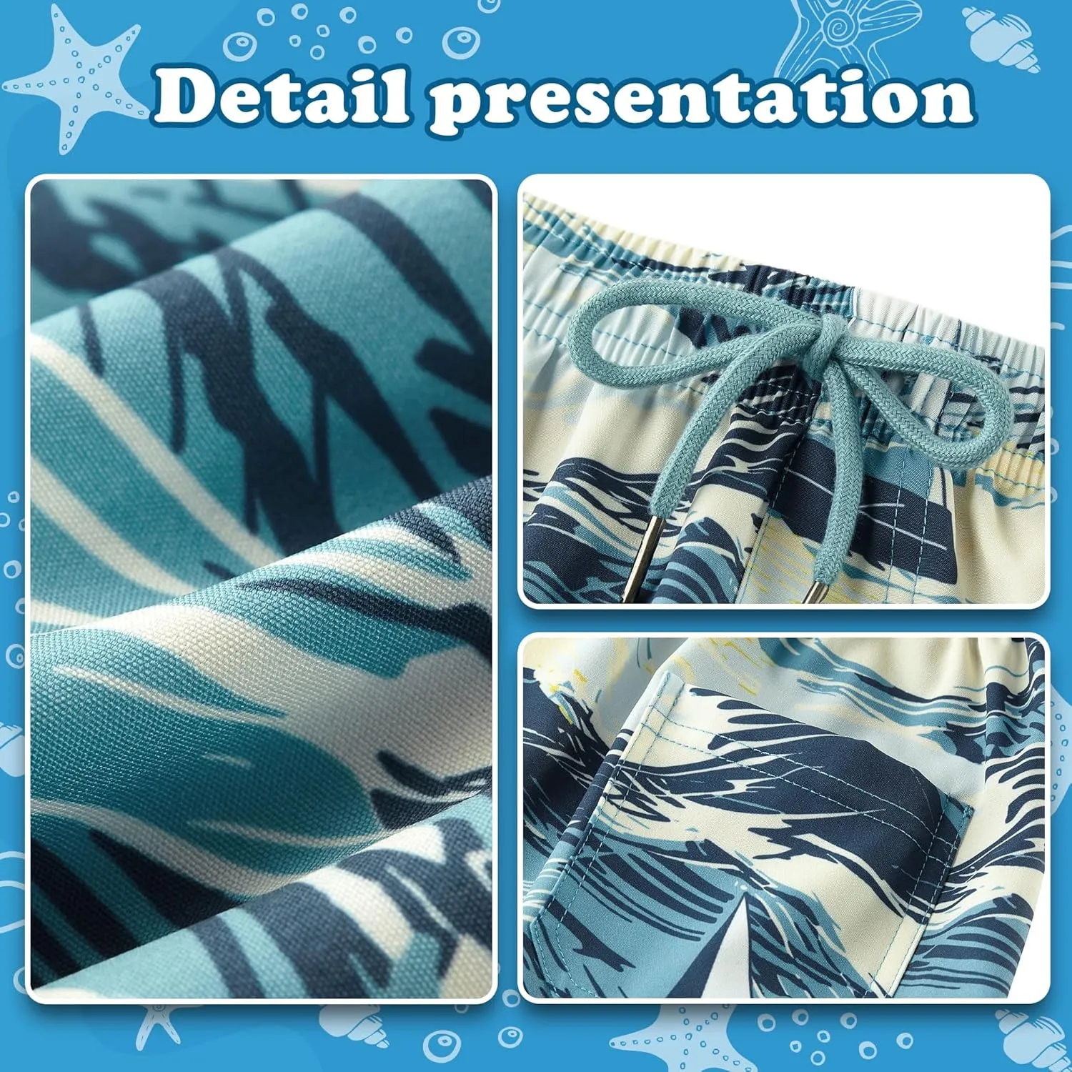 UMELOK Boys Swim Trunks with Compression Liner Toddler Swimsuit