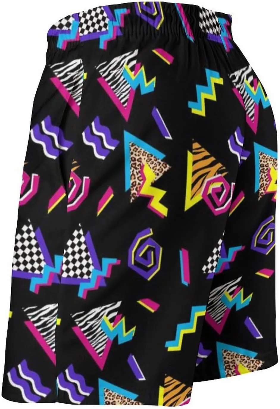 Vintage 80s Memphis Mens Beach Shorts Funny Elastic Waist Quick Dry Swim Trunks