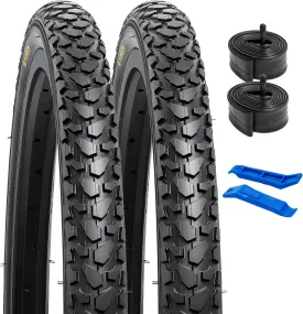YUNSCM 2-PCS 22" Bike Tires 22 x 1.75/47-457 and 22" Bike Tubes Schrader Valve Compatible with Mountain/Off Road Bike 22X1.75 22x1.75 Bike Bicycle Tires and Tubes (Y-673)