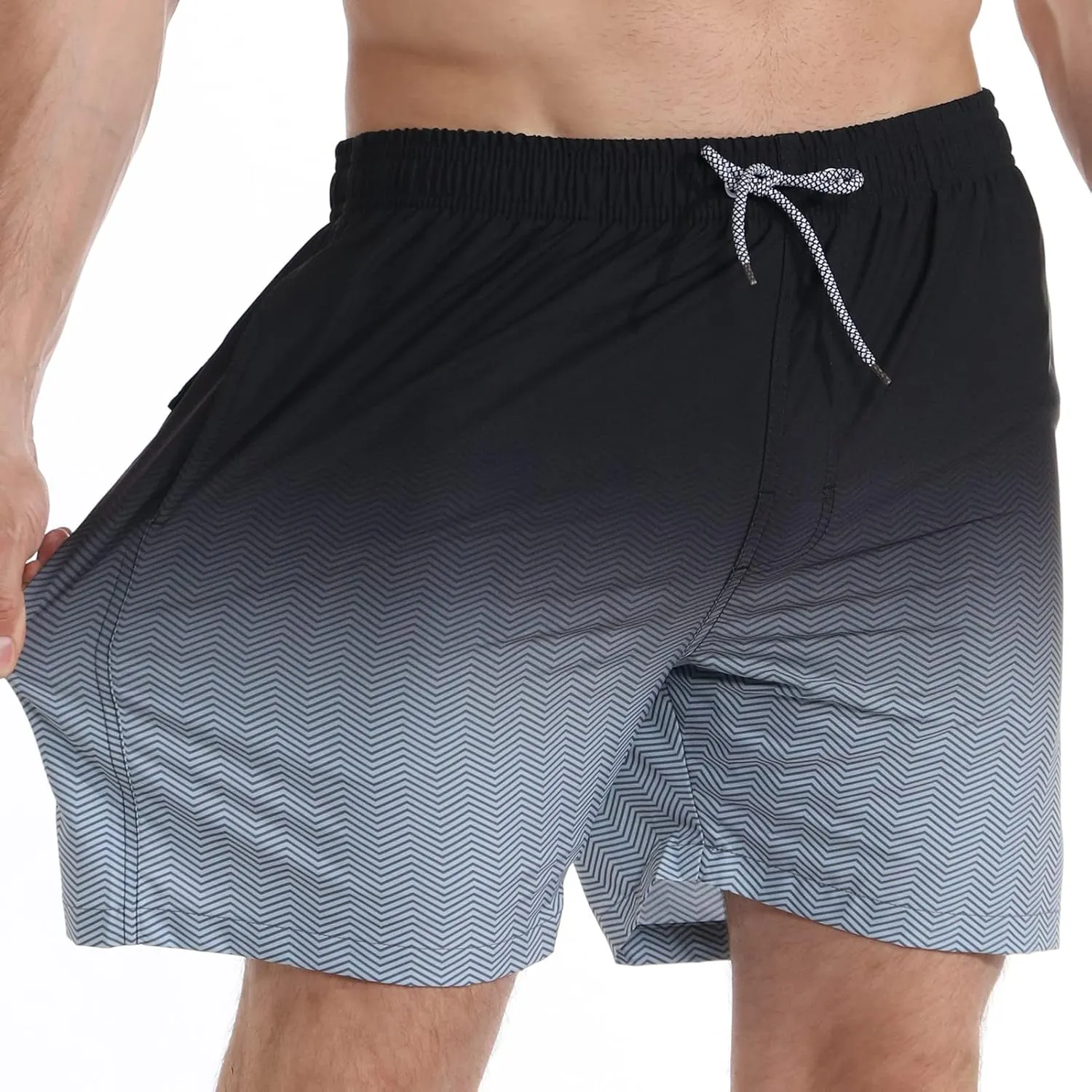zeetoo Mens Swim Trunks with Compression Liner 5.5" Inseam Shorts Bathing Suit Quick Dry Swimsuit
