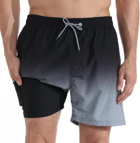 zeetoo Mens Swim Trunks with Compression Liner 5.5" Inseam Shorts Bathing Suit Quick Dry Swimsuit